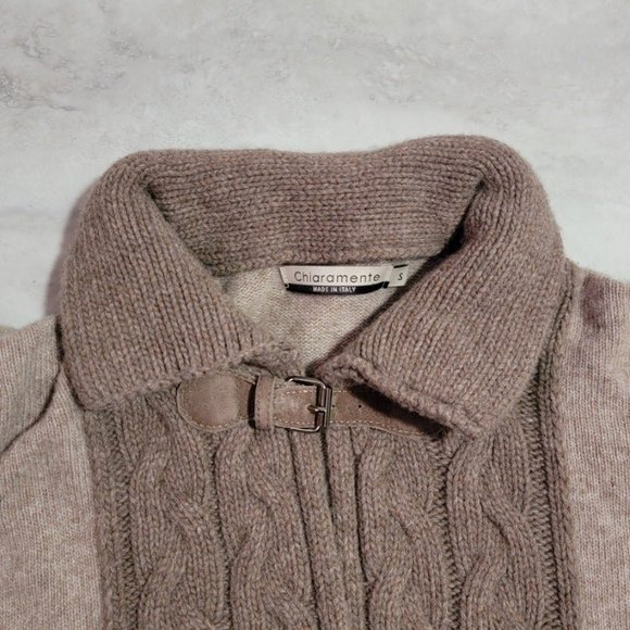 Chiaramente Made In Italy Beige Throw Over Knit Sweater with Buckle Small - Picture 4 of 10